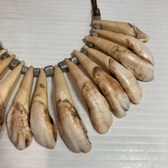 Wild Boar Tooth Necklace African Tribal Style - Picture 2 of 12